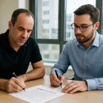בעל עסק ונציג ספק חותמים על הסכם עיבוד מידע — בעל שליטה ומחזיק